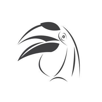recommend clip art: Vector of hornbill Black design. Wild Animal. Bird. Easy editable layered vector illustration. on white background