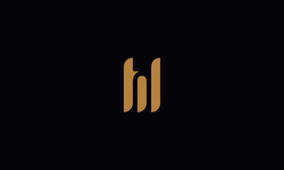 Fototapeta na wymiar Letter HL with cuts abstract alphabet, font, text, typography, initials design in golden color with black background icon for the logo
