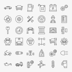 Car Service Line Icons Set