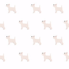Puppies dog seamless pattern. Vector illustration.