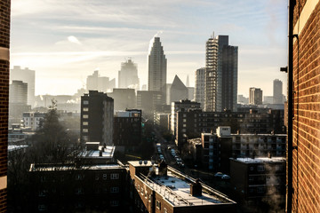 The City.
Color picture of one of the business district of  Liverpool Street, London, UK in the early morning in winter.