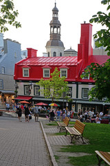 A colorful tourist area greets visitors in downtown Quebec city.