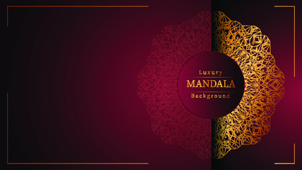 Luxury ornamental mandala design background in gold color, luxury mandala background for wedding invitation, book cover