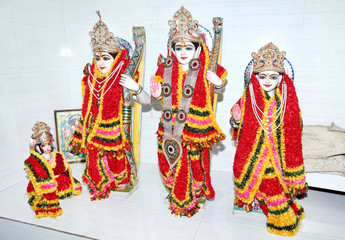 Statue of lord Rama, Sita, Lakshman and Hunuman in a temple
