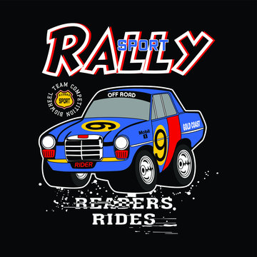 Rally sports car, vector illustration