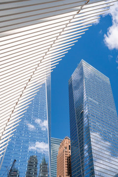 Architecture Concept Abstract Background. Detailed Architecture Background Taken Of The One World Trade Centre Transport Hub.