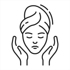 Face massage color line icon. Beauty treatment to slow down the aging process and achieve younger looking and healthier skin. Pictogram for web page, mobile app, promo. Editable stroke.