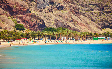 Fototapeta na wymiar Famous beach Playa de las Teresitas near Santa Cruz de Tenerife, Tenerife, Canary Islands, Spain