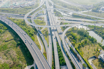 overpass with highway in city