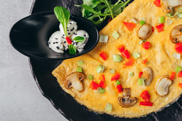 tasty baked omlette meal on plate