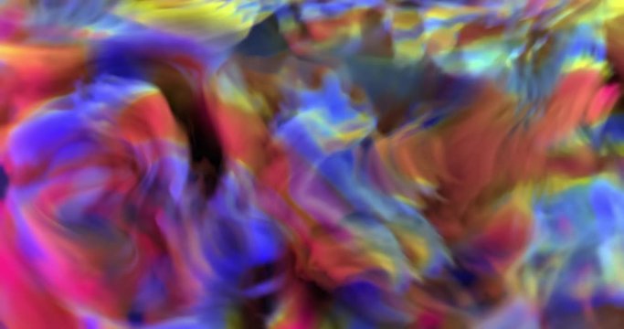 (Loopable) 3D Rendering of Colourful Abstract Painting-Like Animation. Prismatic Effects on Volumetric Material.