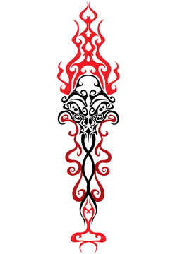 Haida style totem pattern created with animal images. Vector illustration fit for tattoo.