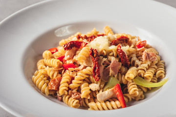 tasty pasta meal served on plate