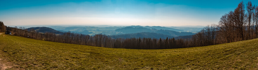 High resolution stitched panorama of a beautiful spring view at Bogenberg, Danube, Bavaria, Germany