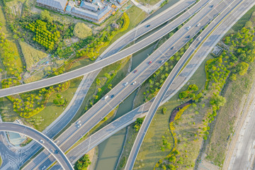 overpass with highway in city