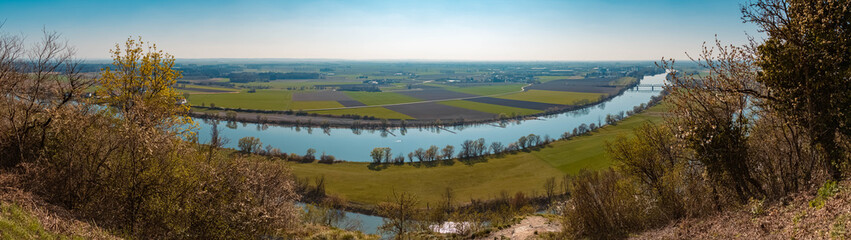 Fototapeta na wymiar High resolution stitched panorama of a beautiful spring view at Bogenberg, Danube, Bavaria, Germany