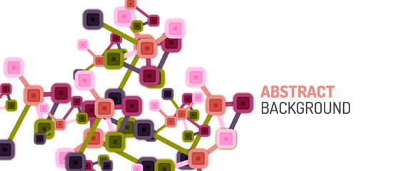 Abstract square dot connections, flat style multicolored geometric background for Wallpaper, Banner, Background, Card, Book Illustration, landing page or poster design