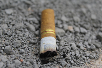 cigarette butt on a road