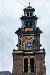 Fototapeta na wymiar Westerkerk ( Western) church in Amsterdam, Netherlands