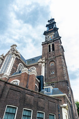 Fototapeta na wymiar Westerkerk ( Western) church in Amsterdam, Netherlands