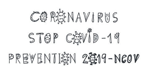 Drawing the concept line Corona-19 coronal virus is a letter design logo. The World Health Organization has released name for Coronavirus disease named COVID-19.