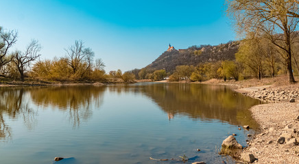 Beautiful spring view with reflections at Bogenberg, Danube, Bavaria, Germany