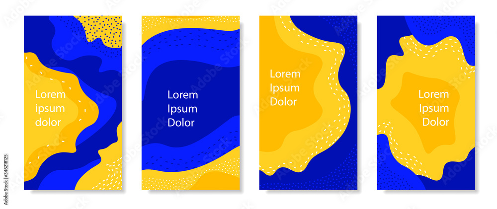 Poster set of vertical background with liquid shapes.