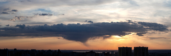 Sunset over  city