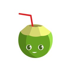 Illustration of Green Coconut, fresh and natural with a green color