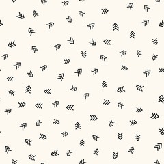 Vector seamless modern monochrome pattern. Abstract background with chaotic chevrones. Simple tileable texture