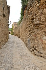 Fototapeta na wymiar Cobbled alley in Girona village