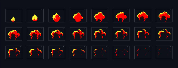 fire explosion effect. Explosion Animation. animation fire effect. Animation Sprite sheet for games, cartoon or animation.