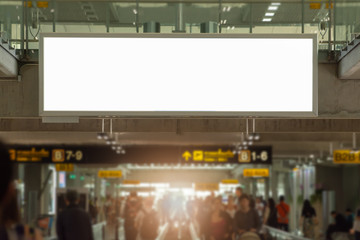 blank advertising billboard at airport background large LCD advertisement - obrazy, fototapety, plakaty