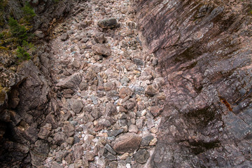 View of Imatrankoski rapid (The Imatra Rapid) without water in spring, Vuoksi River, Imatra, Finland