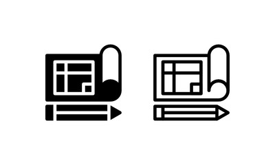 Basic Blueprint Home Design Icon, Logo, Vector