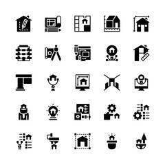 Set of Home Design Thinking glyph style icon - vector