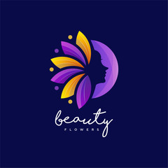 Fototapeta na wymiar Beauty woman leaf logo design vector template