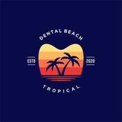 dental beach colorful vintage hipster logo design premium vector 