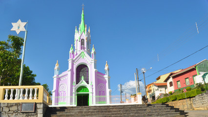colourful church in Brazilian small town