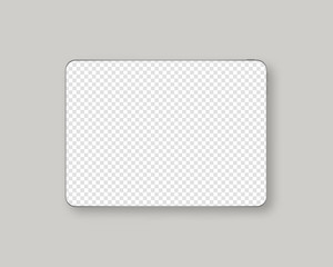 Modern tablet with blank screen. Tablet mockup isolated on grey background. Realistic vector illustration.