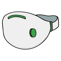 Breathing medical mask with filter. Vector respiratory face mask. Protection mask with vent