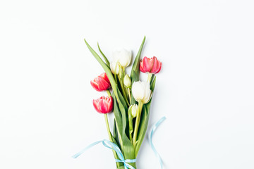 Simple beautiful bouquet of fresh tulip flowers