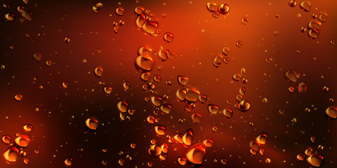 Air bubbles of cola, soda drink, beer or water texture abstract background. Dynamic fizzy carbonated motion, transparent aqua with randomly moving underwater fizzing droplets, realistic 3d vector - obrazy, fototapety, plakaty