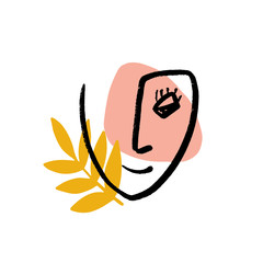 Continuous line art abstract woman face.