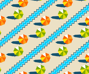 Seamless summer beach pattern. Hello Summer, holiday concept. Pop art. Summer holiday. Vector seamless pattern illustration