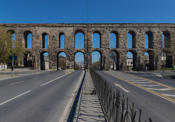 Istanbul, Turkey - probably the most famous and visited Istanbul area, the Golden Horn displays dozens of landmarks. Here in particular the Valens Aqueduct