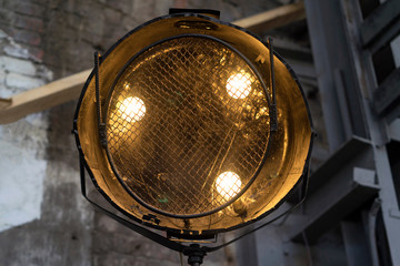 Old searchlight with incandescent lamps, electric power