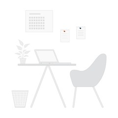 Fototapeta premium Modern office interior. Workplace environment in gray.
