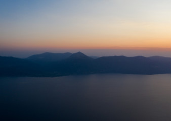 Aerial view of Methana peninsula islands, Greece