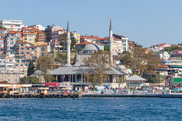 Fototapeta na wymiar Istanbul, Turkey - a natural separation between Europe and Asia, the Bosporus is a main landmark in Istanbul. Here in particular a glimps of its waters and buildings